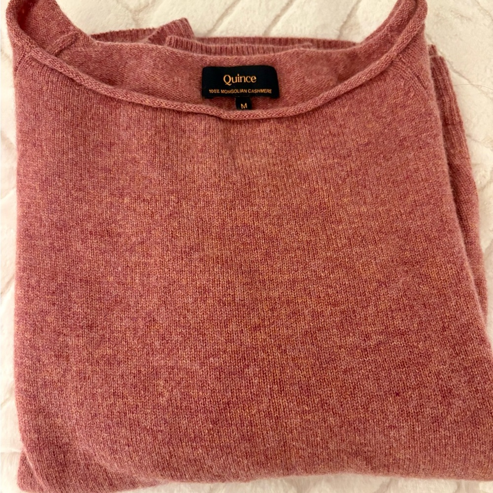 Quince Women's Mongolian   Cashmere Boatneck Sweater in Rose pink